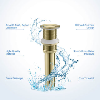 Pop-Up Drain Stopper Without Overflow, Brushed Gold