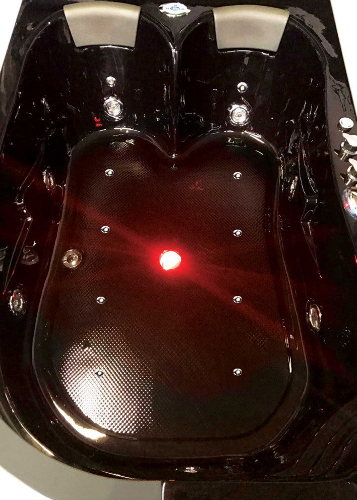 Whirlpool Bathtub Black 72"x48" Hot Tub Double Pump With Heater, Orion