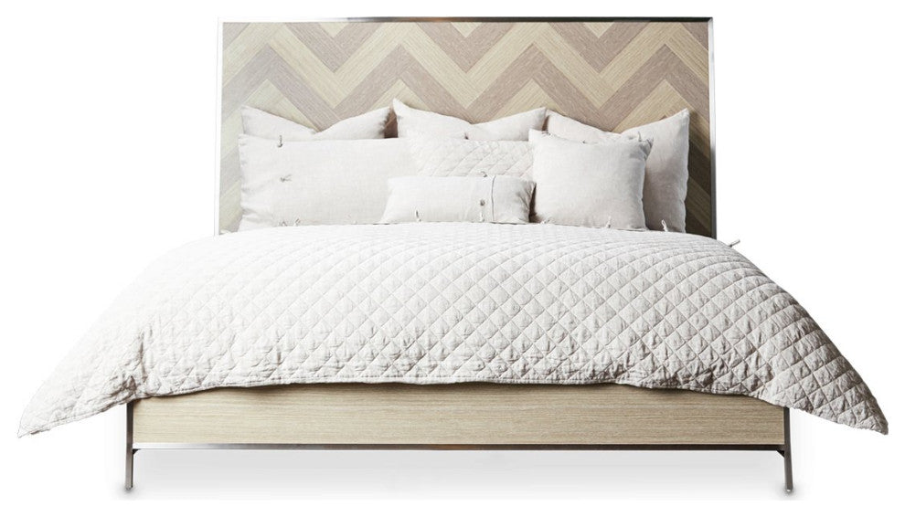 Aico Amini Silverlake Village Queen Panel Bed in Washed Oak