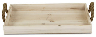 Natural Wooden Tray With Rope Handles