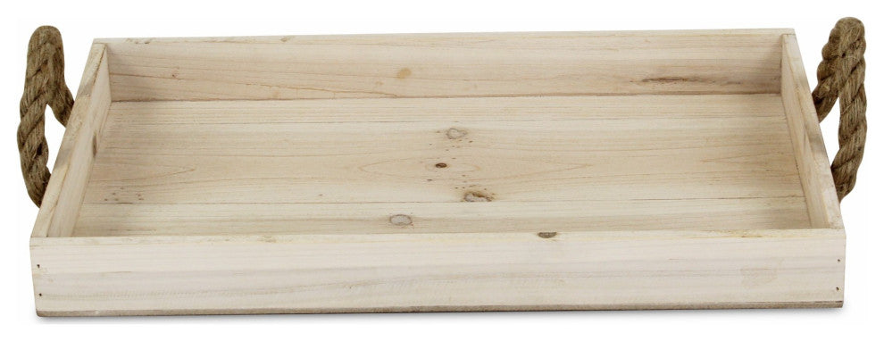 Natural Wooden Tray With Rope Handles