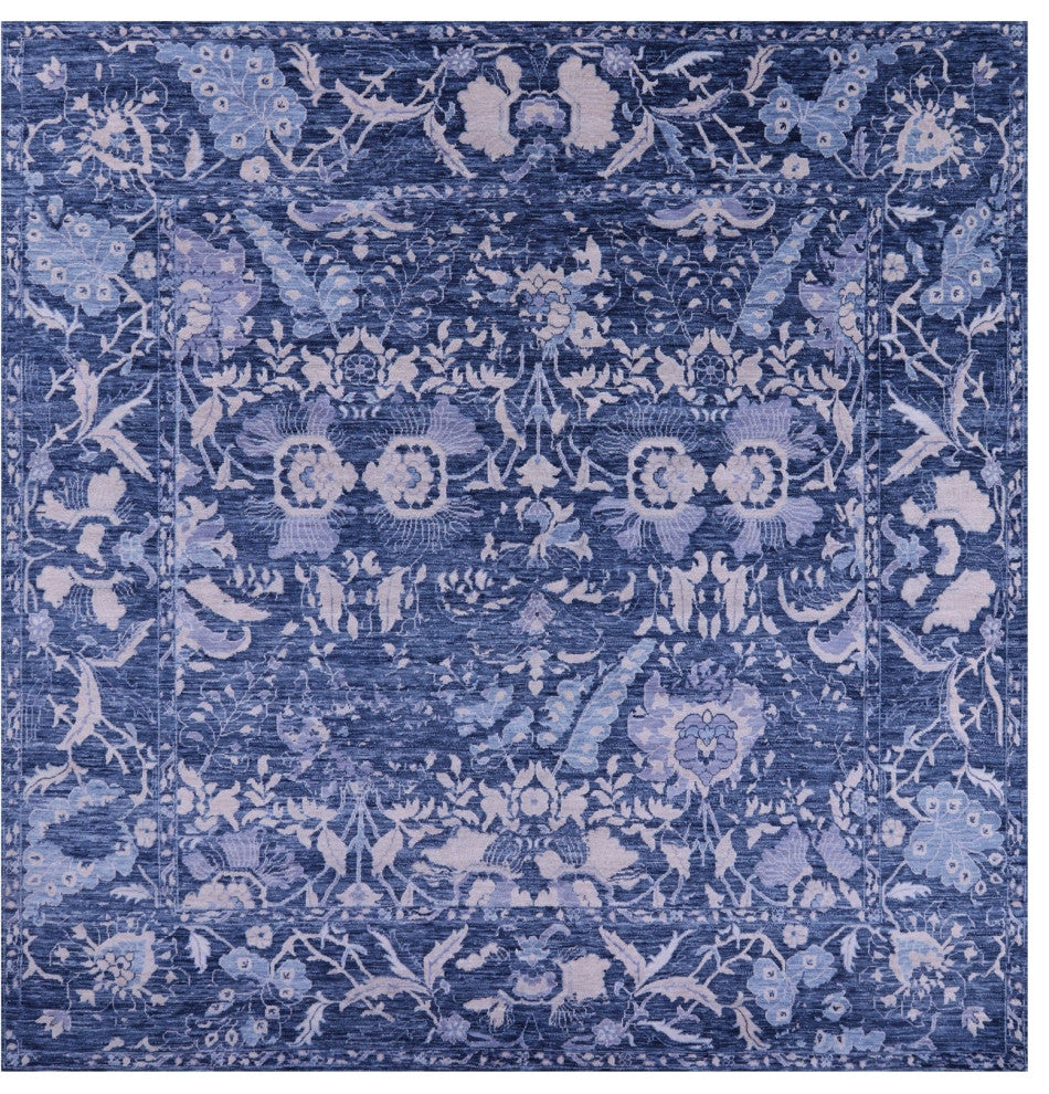 8' Square Modern Hand Knotted Wool Rug - Q13049
