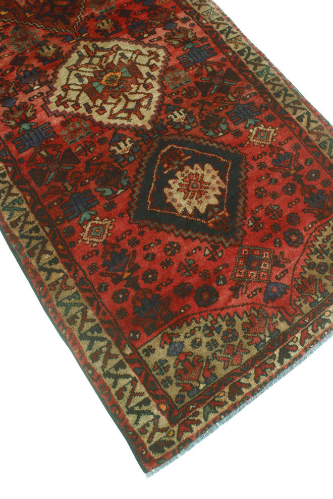Fine Vintage Distressed Salome Rust/Beige Runner, 3'4x10'1
