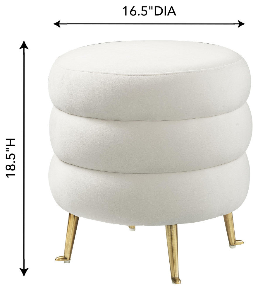 Ladder Cream Velvet Ottoman