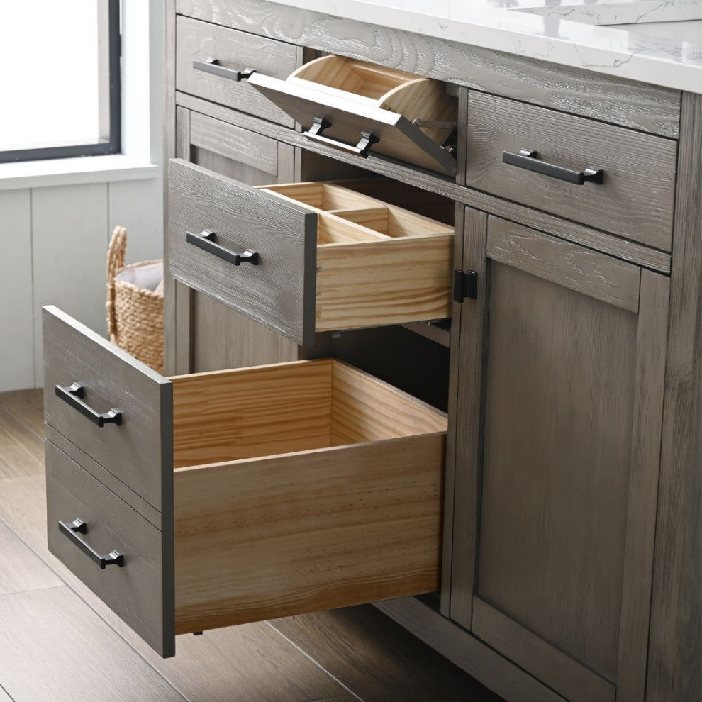 Jasper 54" Bathroom Vanity, Textured Gray, Ariston White Engineered Stone Top