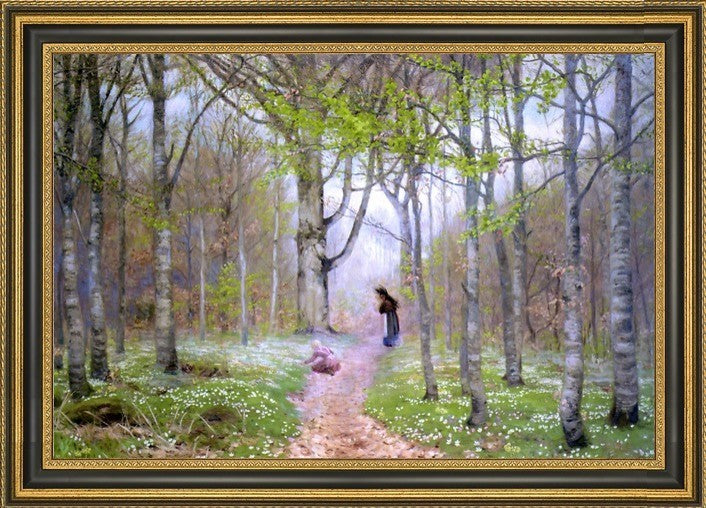 Hans Anderson Brendekilde Path Through the Anemones Framed Canvas Print, 18"x27"