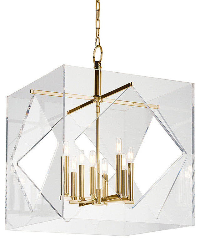 Travis, 24" Pendant, Aged Brass Finish, Clear Acrylic