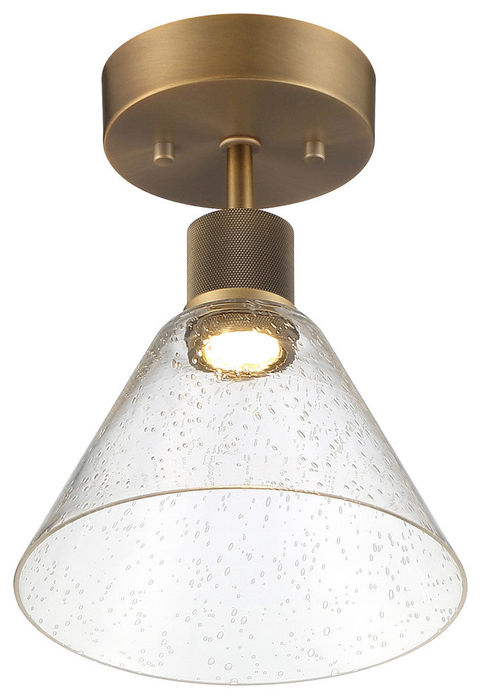 Access Port Nine 1-Light Martini LED Semi-Flush Brushed Brass