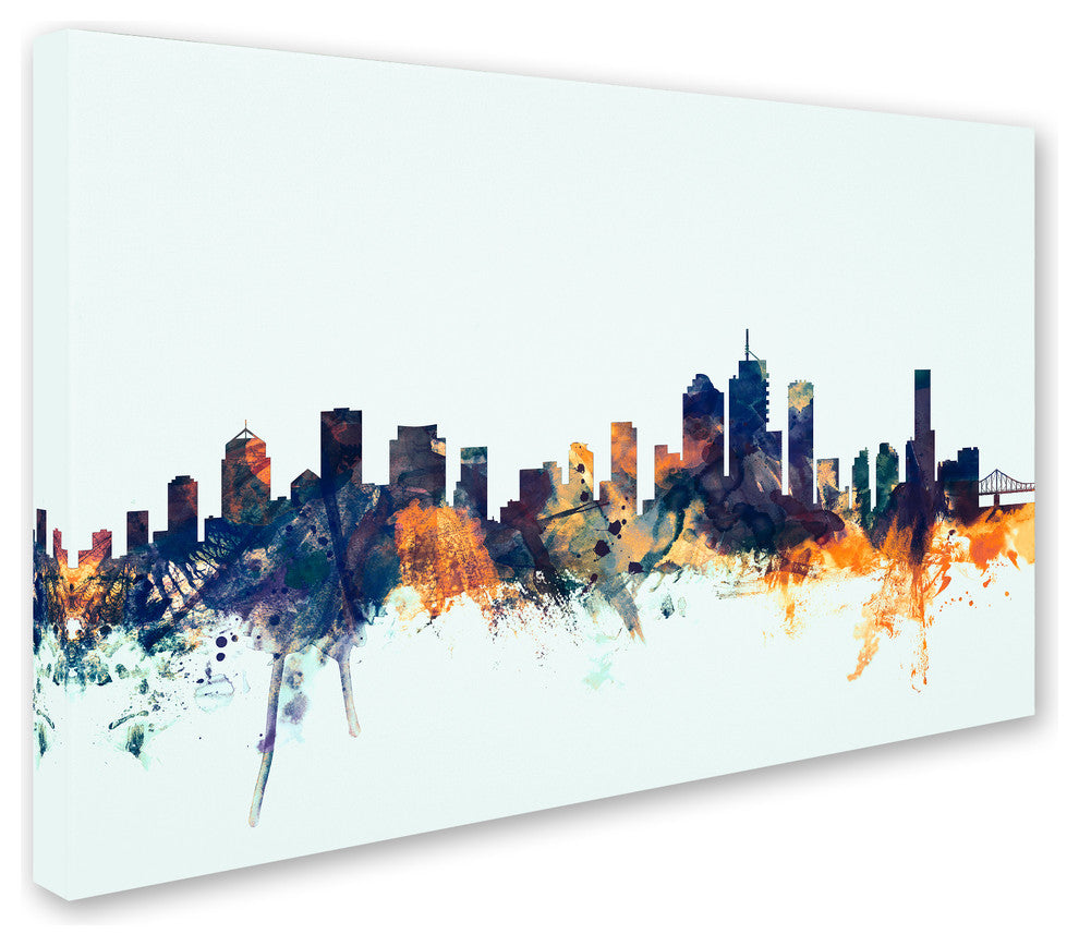 Michael Tompsett ''Brisbane Skyline Blue'' Canvas Art, 22x32