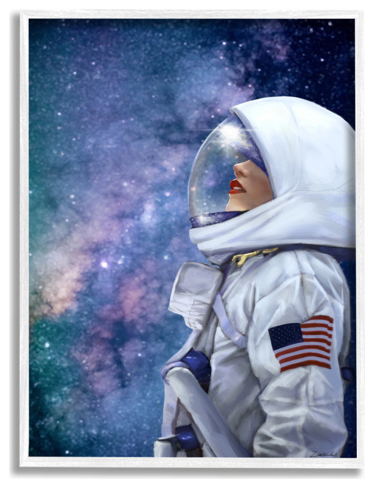 Outer Space Astronaut Female Astronaut Lipstick Detail, 16 x 20