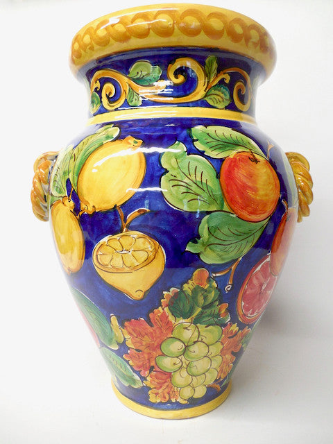 Sicilian Ceramiche Artistiche La Giara Large Orcio Vase With Fruit