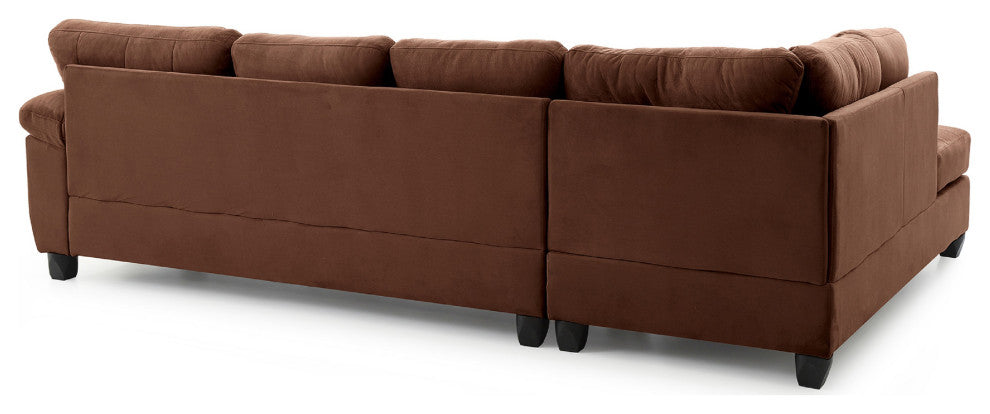 Gallant 111" W 2 Piece Microfiber L Shape Sectional Sofa, Chocolate