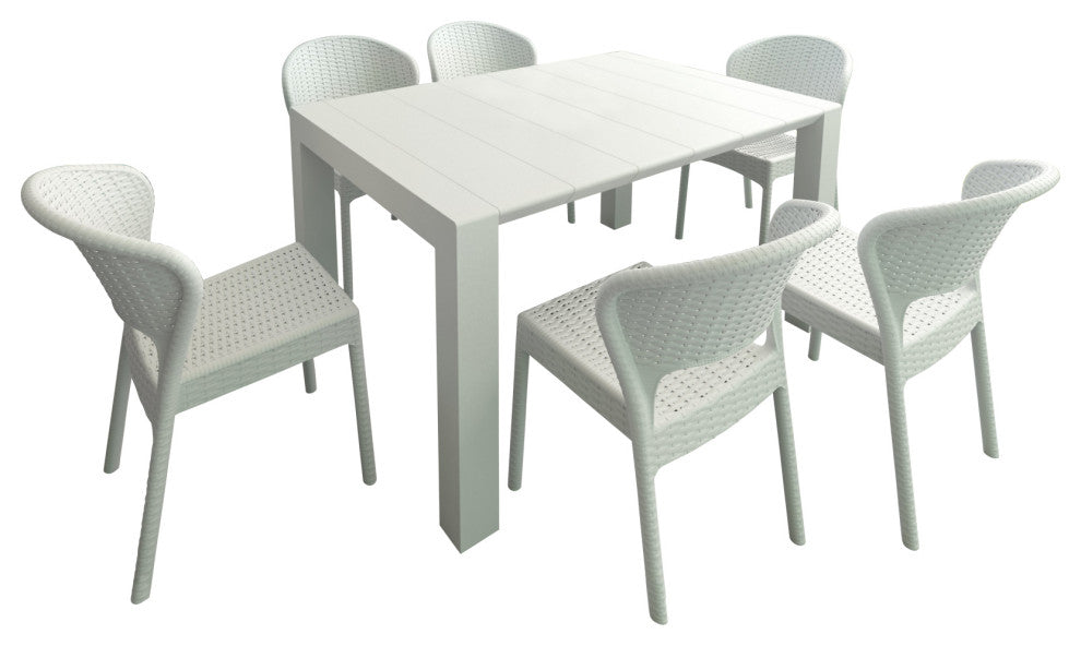 Compamia Daytona 7-Piece Extendable Dining Set, White