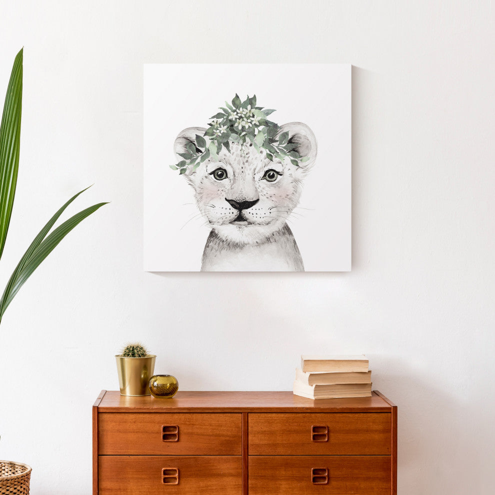 Soft Sage Cub 20"x20" Canvas Wall Art