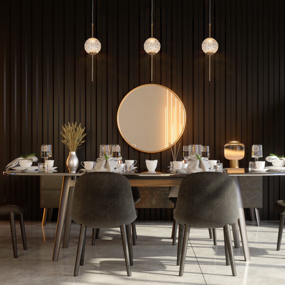 LNC Cenlindes 1-Light 4.5"Modern Crystal Globe LED Mini Pendant Light, Brass