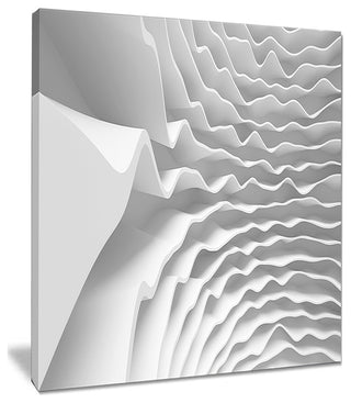 "Fractal Curved White Waves" Abstract Art Canvas Print, 30"x40"