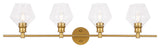 Gene 4 Light Wall Sconce in Brass & Clear Glass
