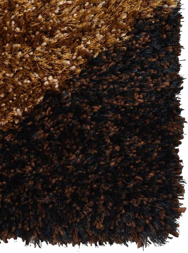 Shaggy Modern Contemporary Hand-Tufted Indian Oriental Area Rug, Brown, 6x9'