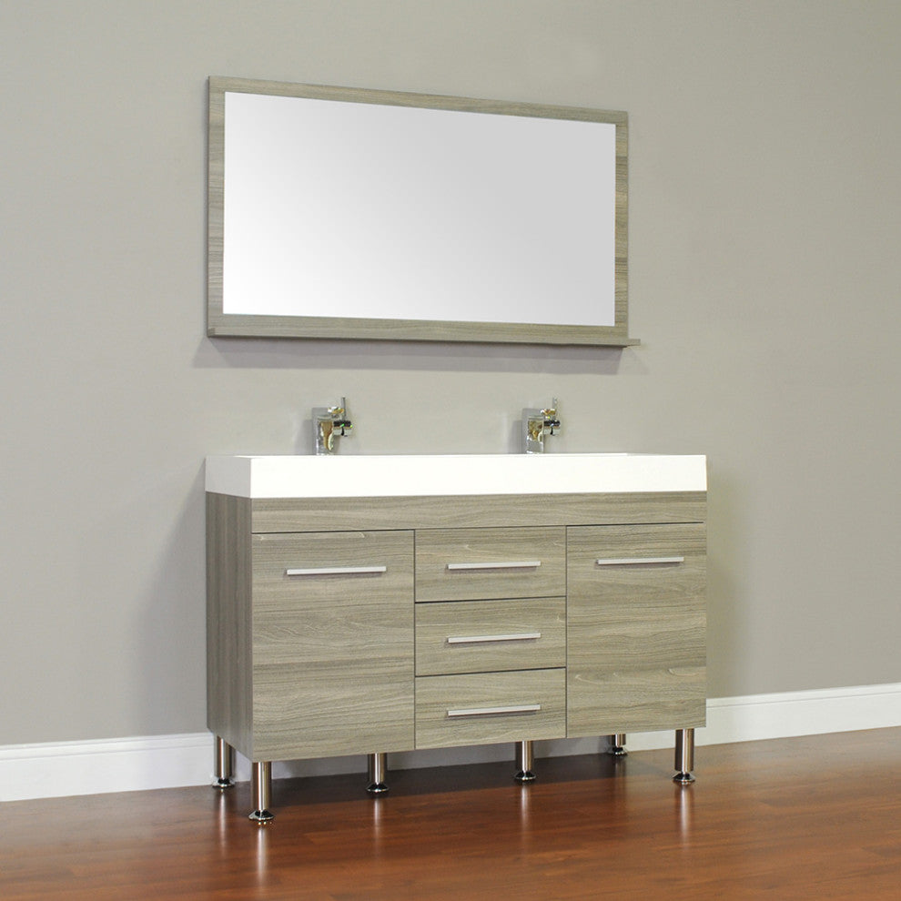 The Modern 48 Inch Double Modern Bathroom Vanity In Gray Without Mirror