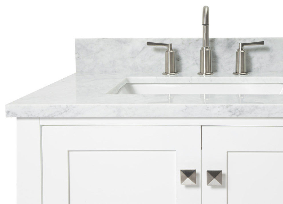 ARIEL Cambridge 43" Left Rectangle Sink Bath Vanity Carrara Marble