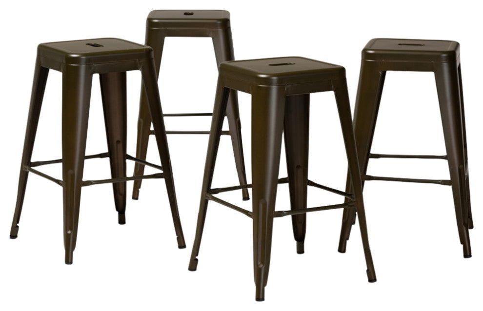Vonn Industrial Metal Stackable Stool Set, Matte Gunmetal, Counter Stool