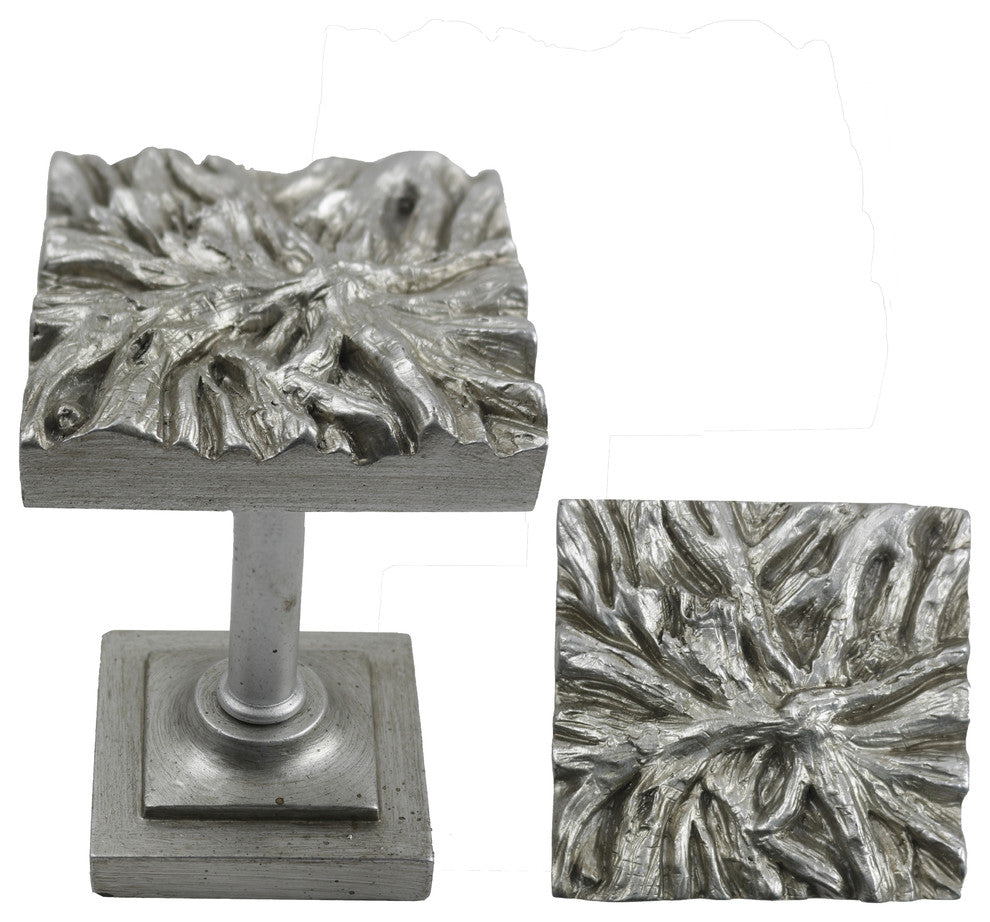 Root Medallion Drapery Holdback, Aged Silver