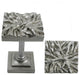 Root Medallion Drapery Holdback, Aged Silver