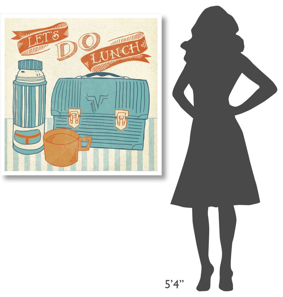 "Lets Do Lunch Orange" Digital Paper Print by Mary Urban, 38"x38"