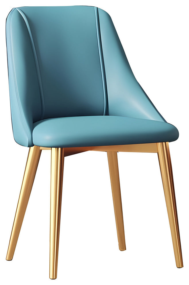 Nordic Iron Desk Stool Dining Chair, Blue+gold Legs