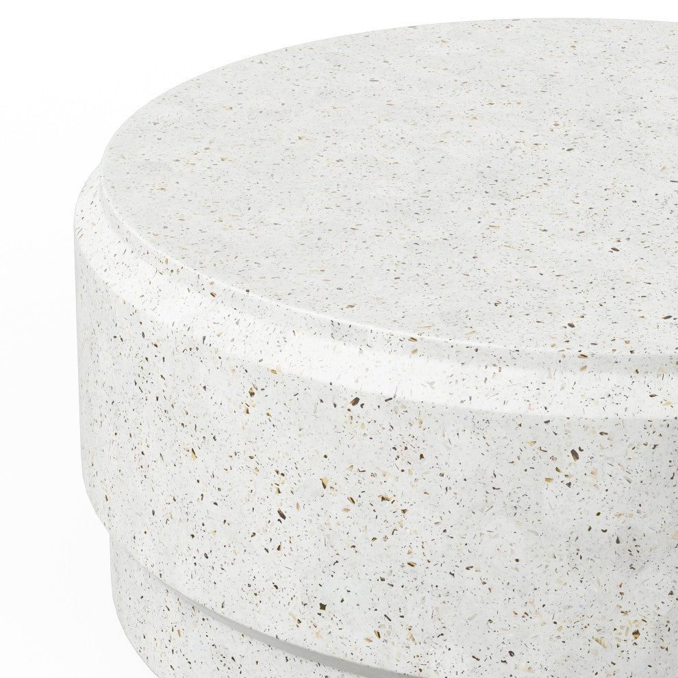 Mixx, Barrel 39" Coffee Table, Ivory Terrazzo