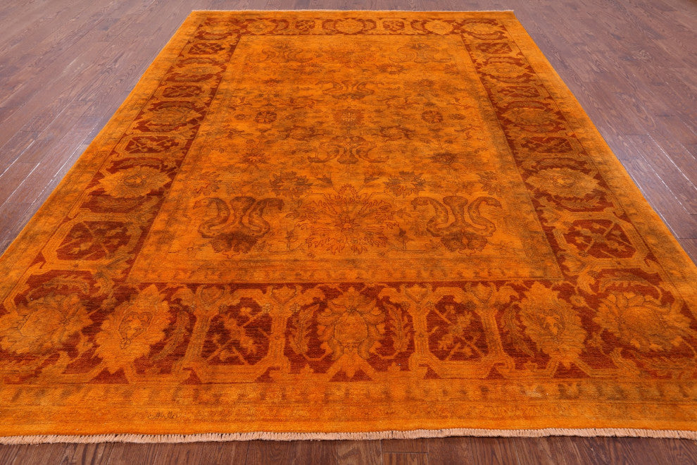 Hand-Knotted Overdyed Full Pile Wool Rug 9' 1" X 12' 3" - HR9747