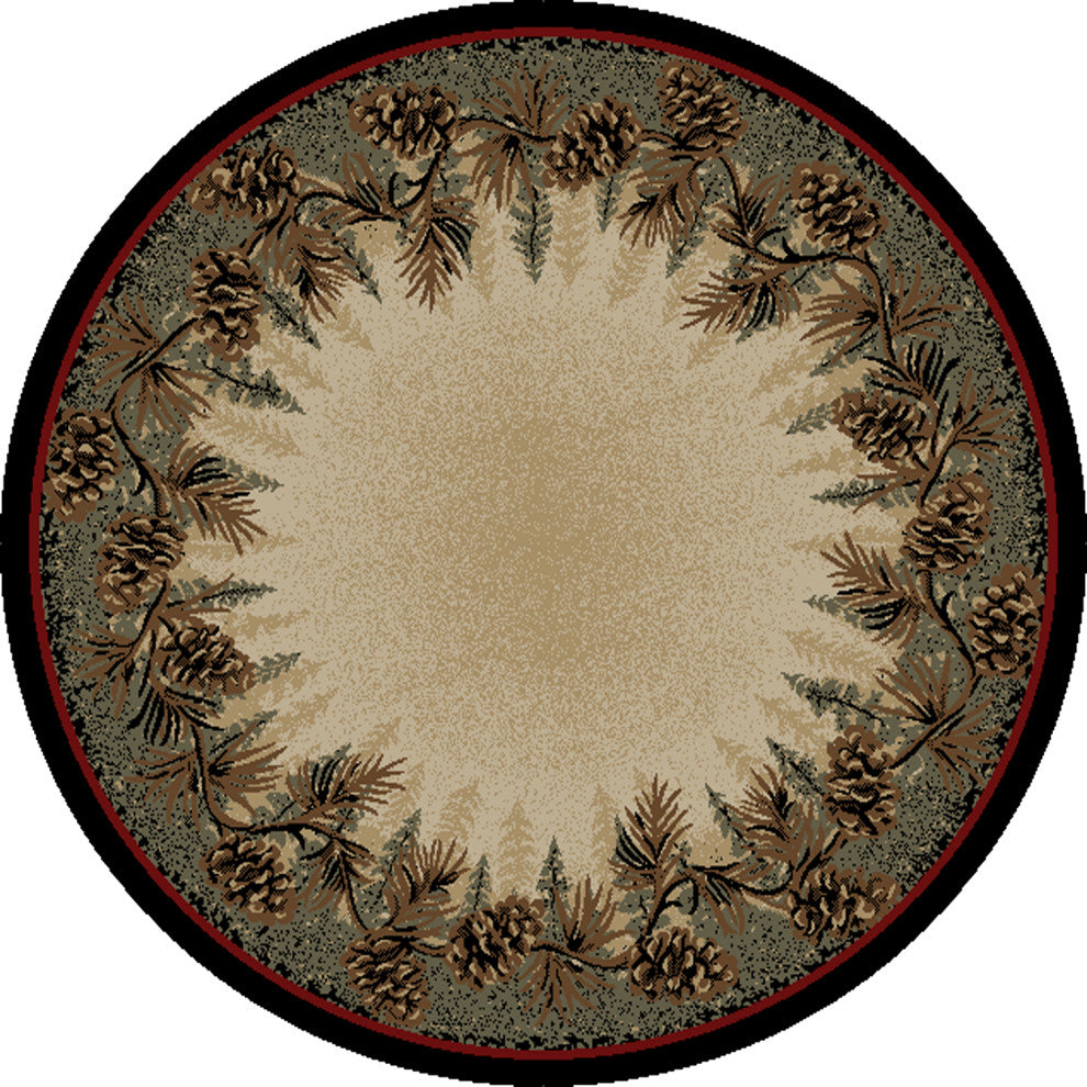 Mount Le Conte Pine Cone Lodge Area Rug, 5'3" Round