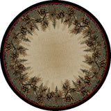 Mount Le Conte Pine Cone Lodge Area Rug, 5'3" Round