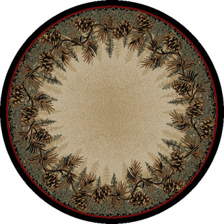Mount Le Conte Pine Cone Lodge Area Rug, 5'3" Round
