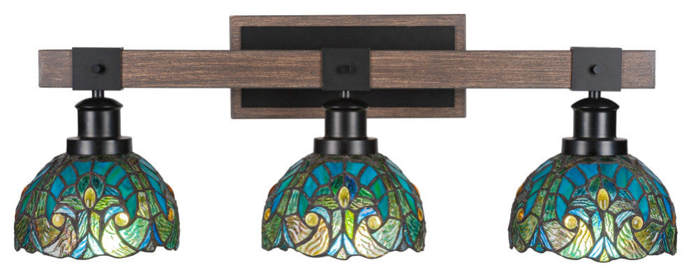 Tacoma 3-Light Bath Bar, Turquoise Cypress Art