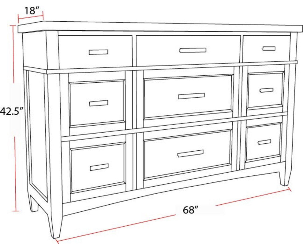 Queen Platform Bed With Dresser and Mirror, King