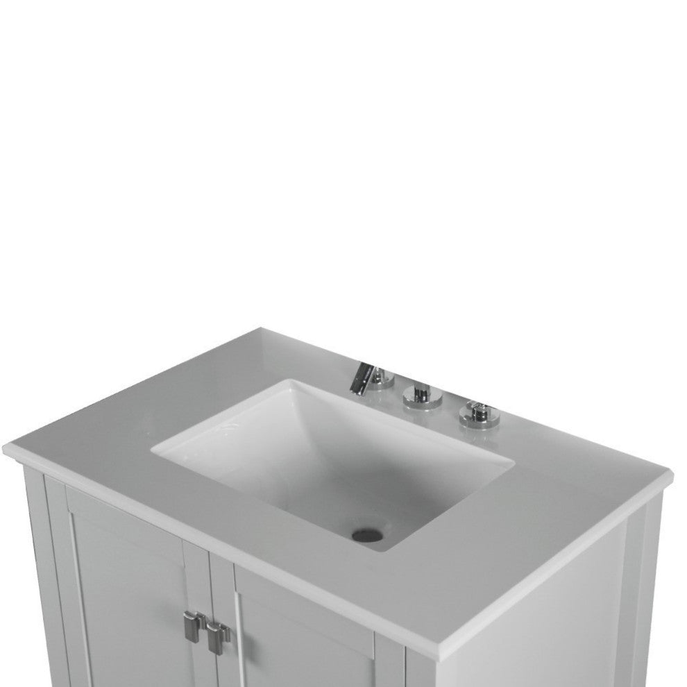 31" Single Vanity, Light Gray With Engineered Stone Top