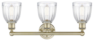 Brookfield 3-Light 24" Bath Vanity Light, Antique Brass Finish, Clear Shade