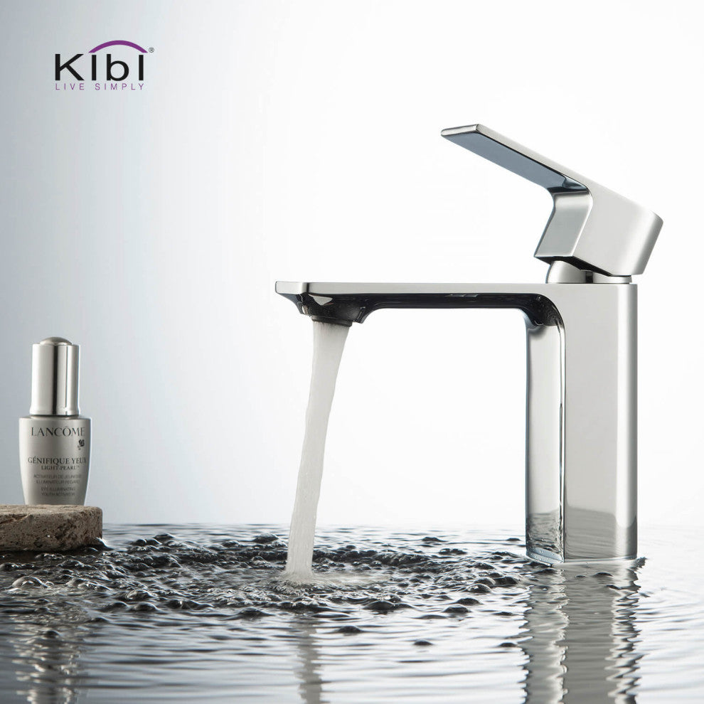 KIBI Mirage Single Handle Bathroom Faucet, Chrome, with Drain