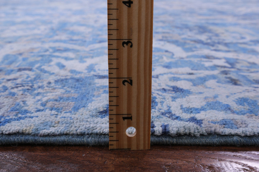 8' 9" X 12' 1" Modern Wool and Silk Handmade Rug Q10320