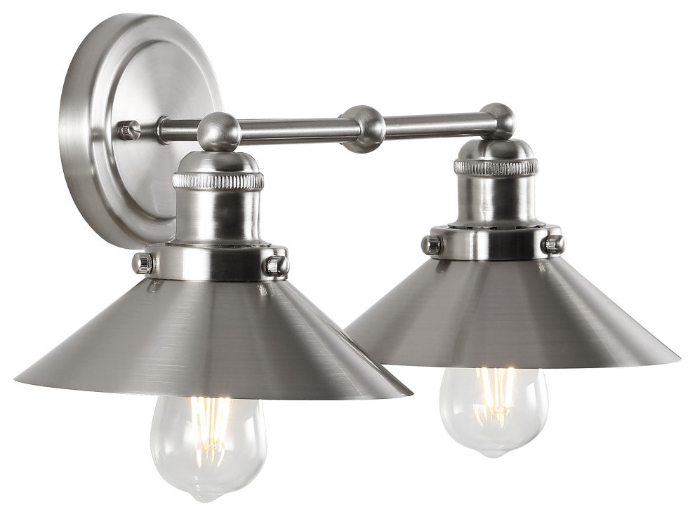 June Metal Shade Sconce, Nickel, 2-Light