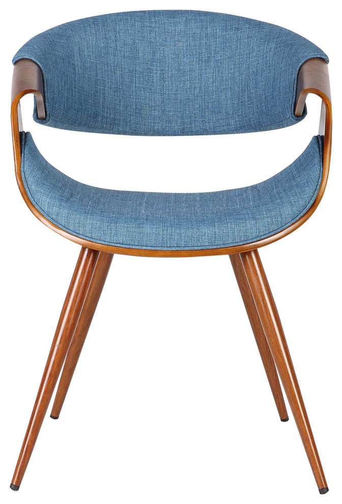 Jerrod Dining Chair, Walnut Finish and Blue Fabric