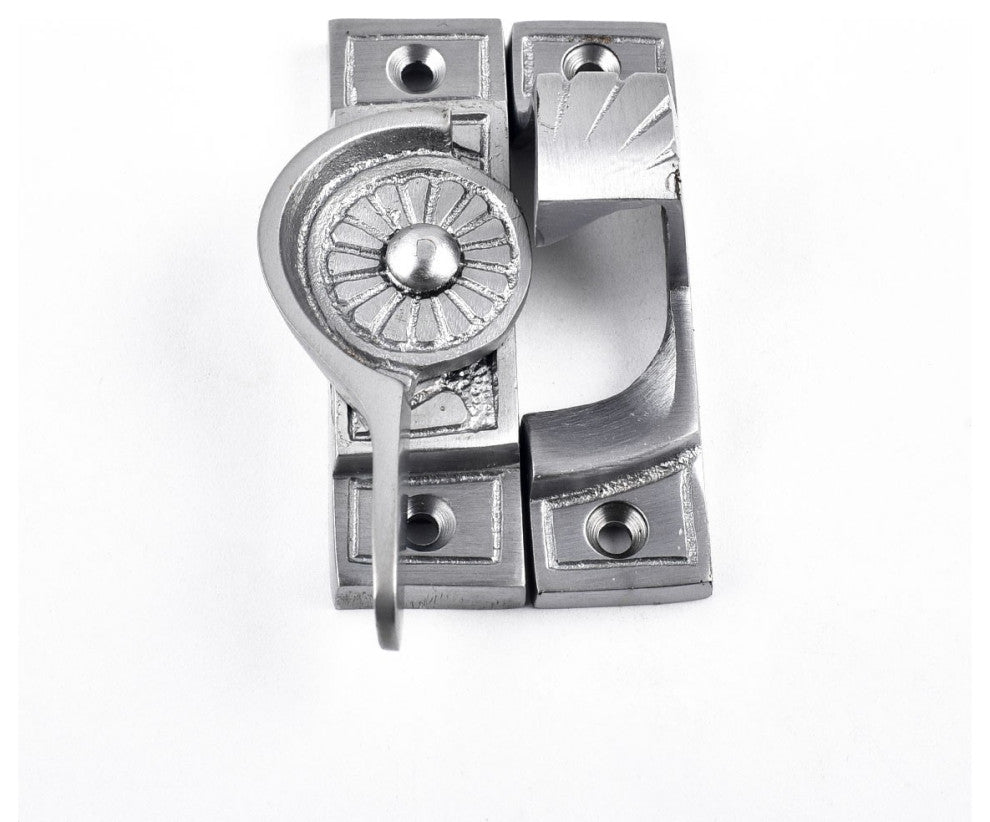 2 Piece Ornate Solid Brass Window Sash Lock Satin Chrome Renovators Supply