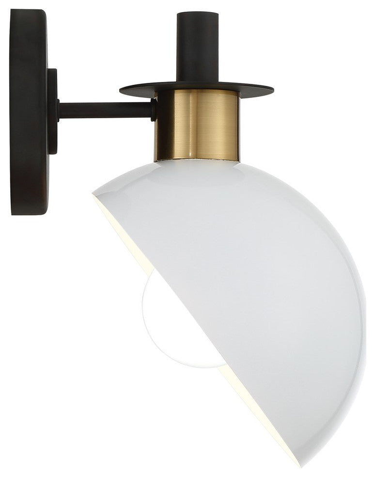 Crystorama Gigi 1 Light Wall Sconce GIG-811-BK-AG, Matte Black/Aged Brass