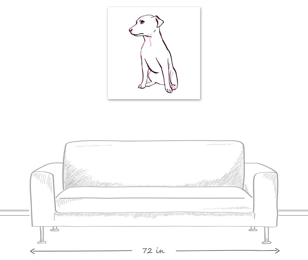Designs Direct Sitting Pink Pup 30x30 Canvas Wall Art