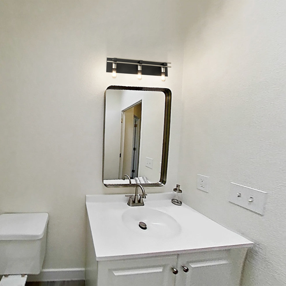 3-Light Black and Brushed Nickel Vanity Light
