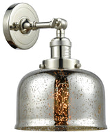1-Light Large Bell 8" Sconce, Polished Nickel, Glass: Silver Mercury