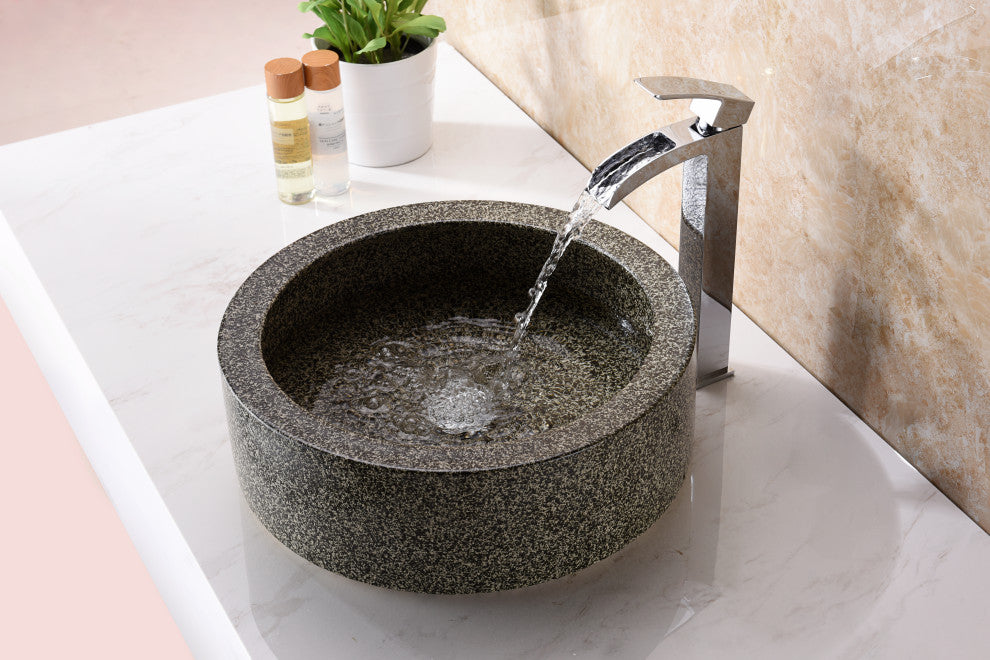 ANZZI Black Iro Tempered Glass Bathroom Vessel Sink