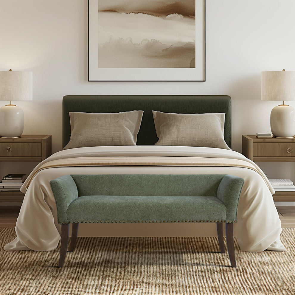 Madison Park Flared Low Arm Low Back Accent Bench Chair, Green