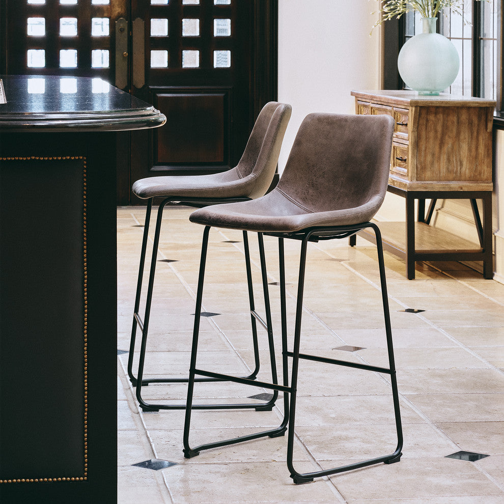 Picket House Furnishings Collins Metal Bar Stool Set, Gray